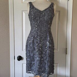 White House Black Market Sequin Sheath Sleeveless Shift Dress Ash 6 New w/Tags!